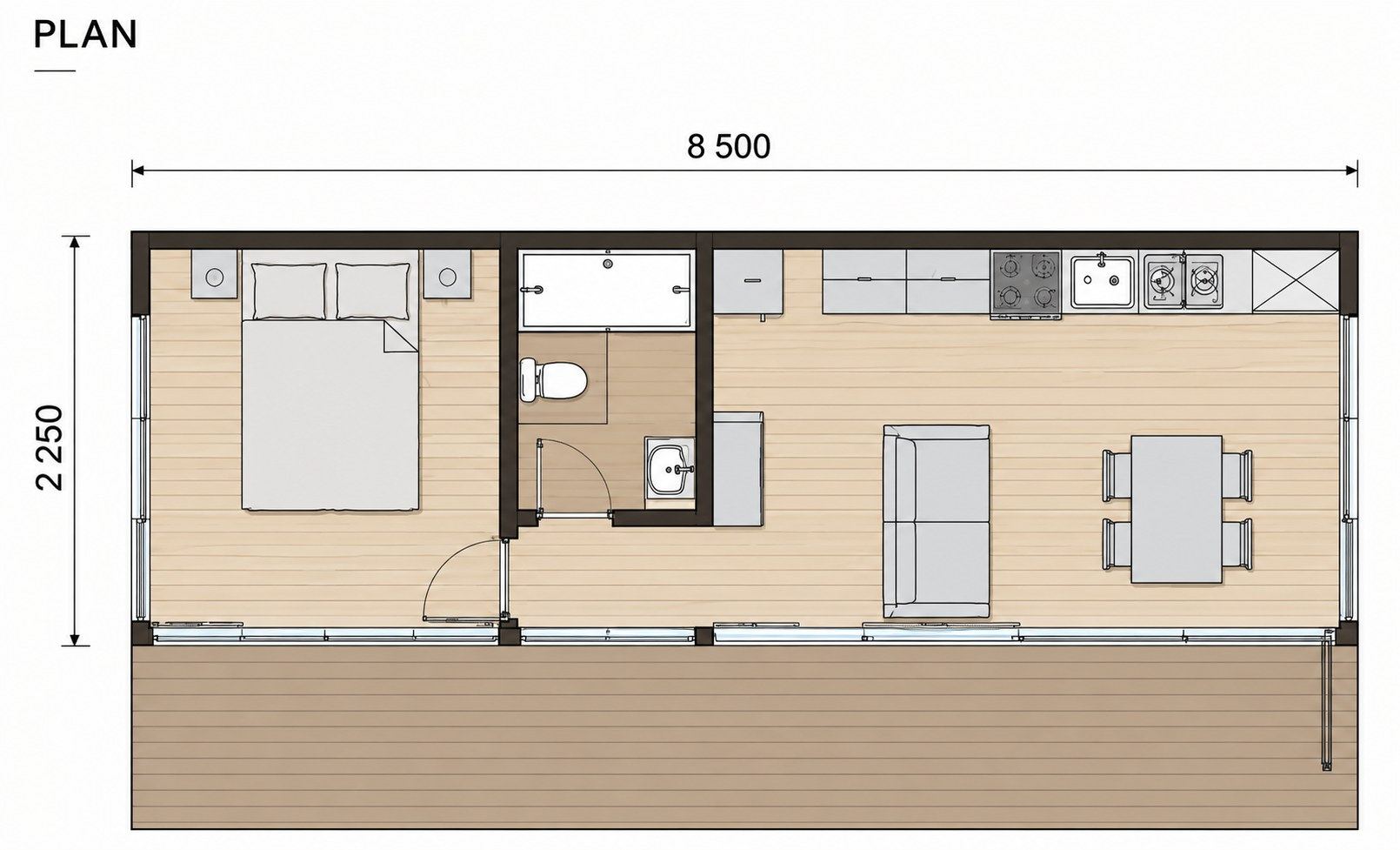 Plan coté de Nöma Glass